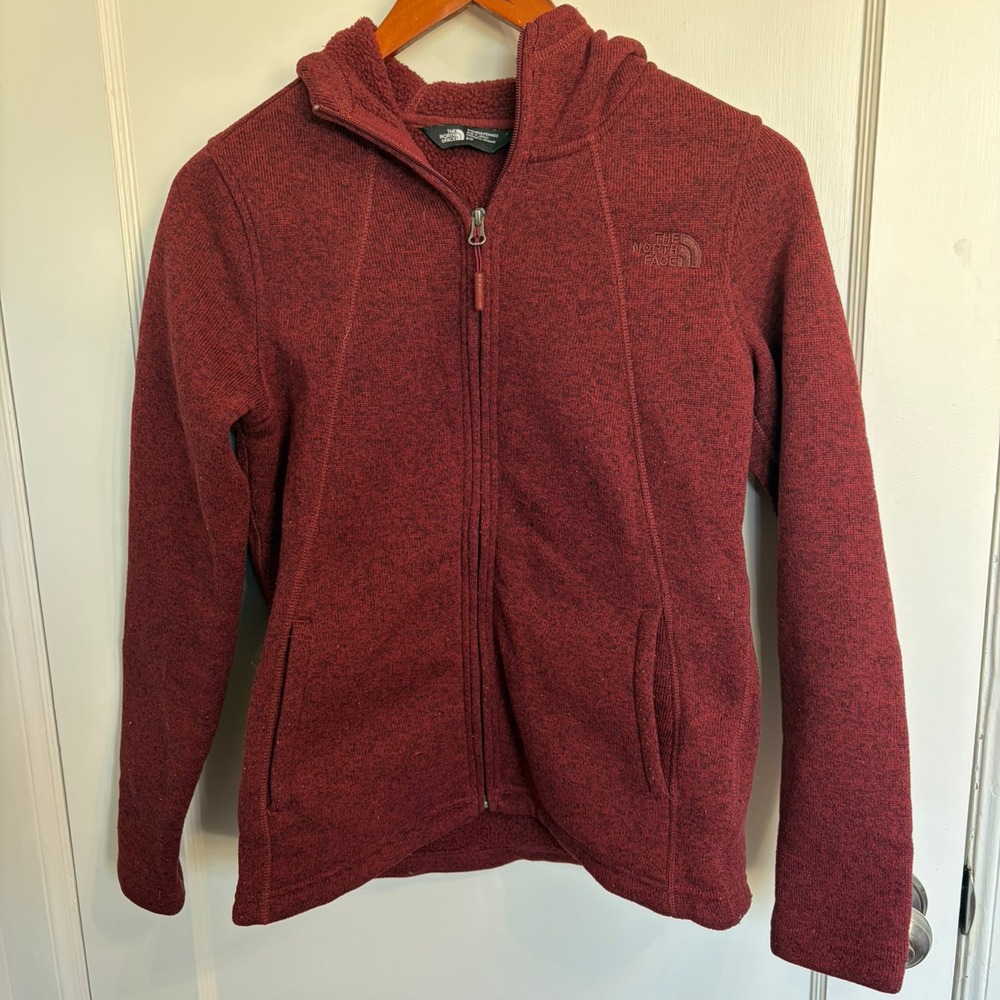 The North Face Crescent Full Zip Hoodie Women's S Burgundy Sweater Fleece